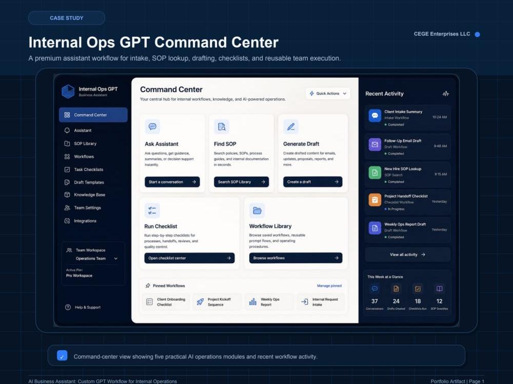 Internal Ops GPT Command Center portfolio preview